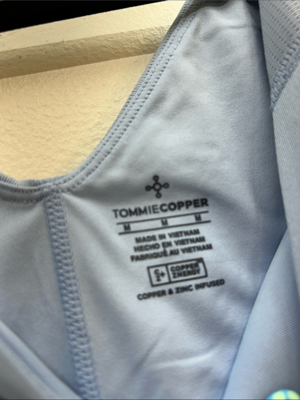 Tommie Copper Light Blue Front-Zip Support Bra with Wide Comfort Straps - Picture 2 of 8